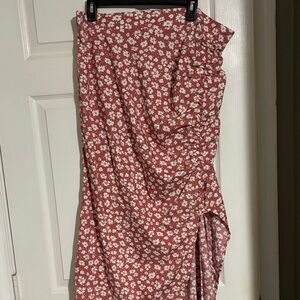 SHEIN Floral Midi Skirt in Pink and White